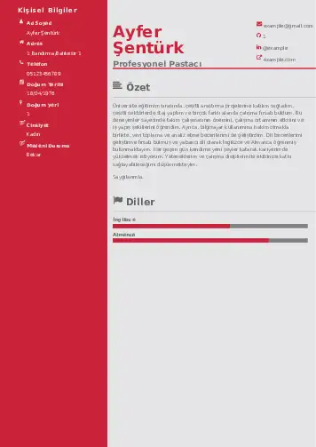 Pastacı Cv Örnekleri cv indir